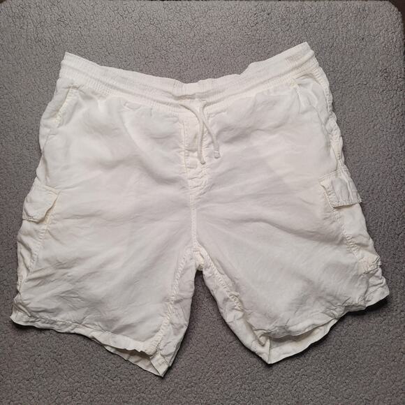 Vilebrequin Shorts 3XL White Linen Drawstring Elastic Waist Cargo Lightweight - Picture 1 of 9